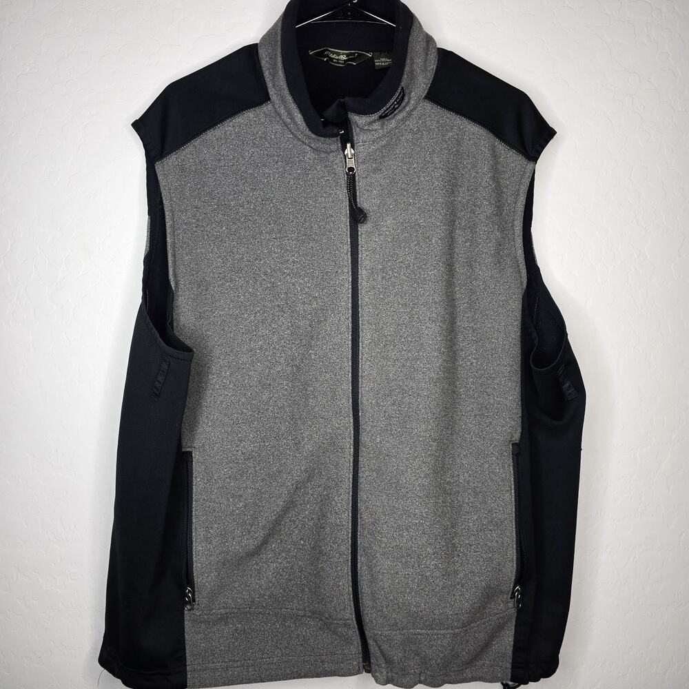 Eddie Bauer Windcutter Fleece Vest Men's Gray & Black Zippered Pockets Size XL